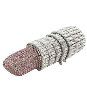 DJBM Women Lipstick Rhinestone Crystal Clutch Cocktail Prom Purse Handbag Diamond Evening Clutches for Party and Wedding