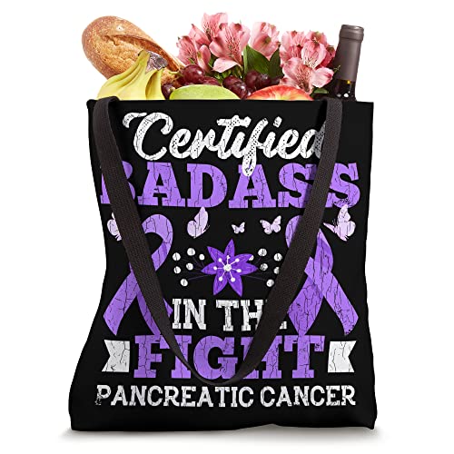 Fight Against Pancreatic Cancer Awareness Purple Graphic Tote Bag