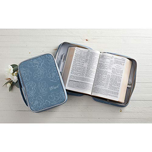 Creative Brands Natural Blessings Canvas Bible Cover, 7 x 10-Inch, Blue