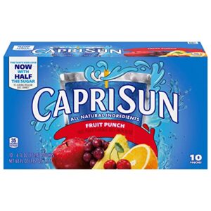 Capri Sun Fruit Punch Flavored Juice Drink, 6 Fl Oz Pouches, 10 Pack