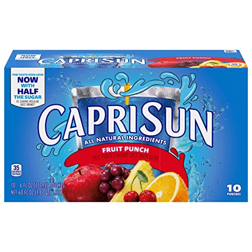 Capri Sun Fruit Punch Flavored Juice Drink, 6 Fl Oz Pouches, 10 Pack