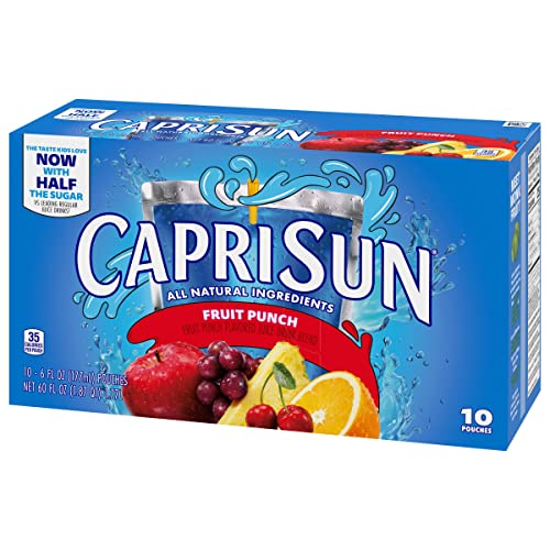 Capri Sun Fruit Punch Flavored Juice Drink, 6 Fl Oz Pouches, 10 Pack