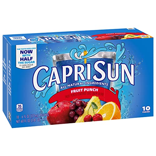 Capri Sun Fruit Punch Flavored Juice Drink, 6 Fl Oz Pouches, 10 Pack