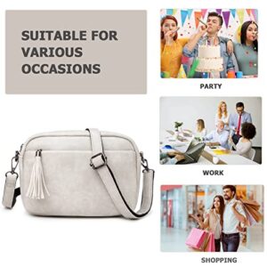 myfriday Lightweight Medium Crossbody Bag for Women, Camera Shoulder Purses Pocketbooks with Tassel and Triple Zipper Pocket Grey