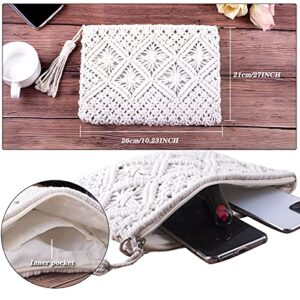 DIGOGO Women's Straw Clutch Purse Summer Beach Handbag Cotton Crochet Bohemian Purse White