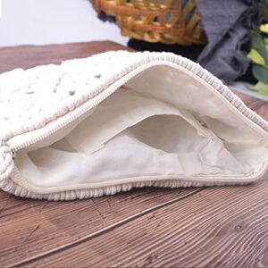 DIGOGO Women's Straw Clutch Purse Summer Beach Handbag Cotton Crochet Bohemian Purse White