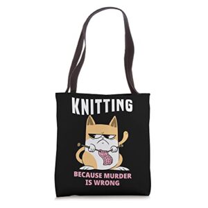 funny knitting tote bag