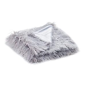 Home Soft Things Mongolian Fluffy Faux Fur Throw, Silver Cloud, 50" x 60", Decorative Throw for Bedroom Living Room Warm Plush Shaggy Throw Blankets for Bed Couch Sofa Chair Pets, Gift, Home Décor