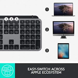 Logitech MX Keys Advanced Wireless Illuminated Keyboard for Mac,Backlit LED Keys, Bluetooth,USB-C, MacBook Pro/Air,iMac, iPad Compatible, Metal Build