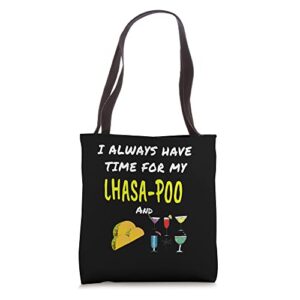 lhasa-poo i love my crestepoo dog quote owner mom dad puppy tote bag