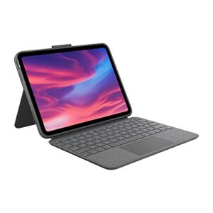 logitech combo touch detachable 10th gen ipad keyboard case with large precision trackpad, full-size backlit keyboard, and smart connector technology – oxford gray