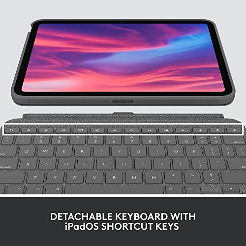 Logitech Combo Touch Detachable 10th Gen iPad Keyboard Case with Large Precision Trackpad, Full-Size Backlit Keyboard, and Smart Connector Technology - Oxford Gray