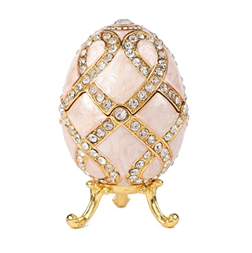 QIFU Vintage Faberge Egg Figurine Trinket Box Hinged, Unique Gift for Family