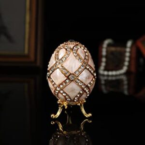 QIFU Vintage Faberge Egg Figurine Trinket Box Hinged, Unique Gift for Family