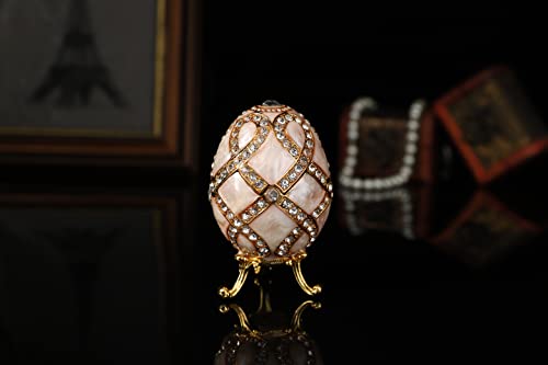QIFU Vintage Faberge Egg Figurine Trinket Box Hinged, Unique Gift for Family