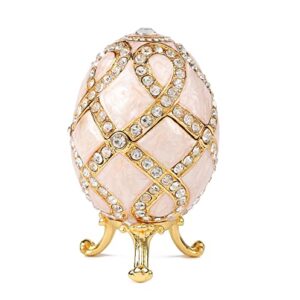 QIFU Vintage Faberge Egg Figurine Trinket Box Hinged, Unique Gift for Family