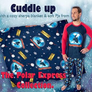 INTIMO The Polar Express Train Believe Golden Ticket Allover Print Fleece Sherpa Throw Blanket