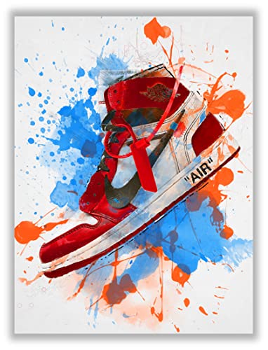 Hypebeast Red Sneaker Poster – (12x16 Inch) Unframed – AJ Wall art, Hypebeast Room Decor, Michael Jordan Poster, Sneaker Air Gym Shoes Shoebox Collection Aesthetic Cool Poster for Teen Boys Guys Men Room Dorm Bedroom Wall Decor by LIYA Design Prints