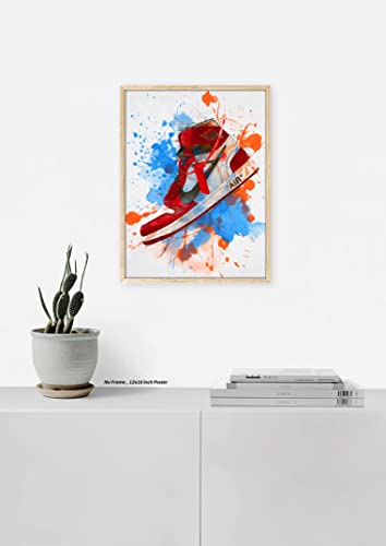 Hypebeast Red Sneaker Poster – (12x16 Inch) Unframed – AJ Wall art, Hypebeast Room Decor, Michael Jordan Poster, Sneaker Air Gym Shoes Shoebox Collection Aesthetic Cool Poster for Teen Boys Guys Men Room Dorm Bedroom Wall Decor by LIYA Design Prints