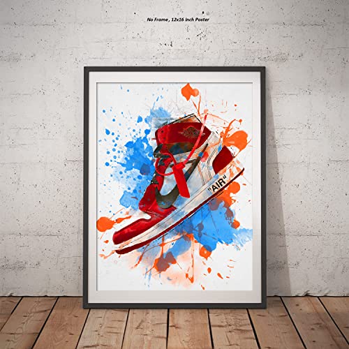 Hypebeast Red Sneaker Poster – (12x16 Inch) Unframed – AJ Wall art, Hypebeast Room Decor, Michael Jordan Poster, Sneaker Air Gym Shoes Shoebox Collection Aesthetic Cool Poster for Teen Boys Guys Men Room Dorm Bedroom Wall Decor by LIYA Design Prints