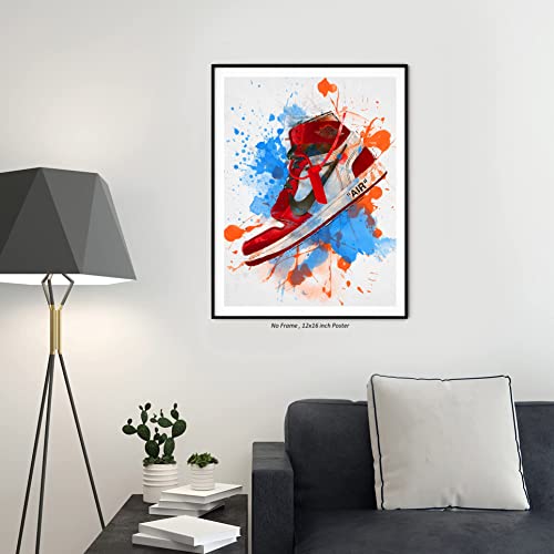 Hypebeast Red Sneaker Poster – (12x16 Inch) Unframed – AJ Wall art, Hypebeast Room Decor, Michael Jordan Poster, Sneaker Air Gym Shoes Shoebox Collection Aesthetic Cool Poster for Teen Boys Guys Men Room Dorm Bedroom Wall Decor by LIYA Design Prints