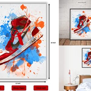 Hypebeast Red Sneaker Poster – (12x16 Inch) Unframed – AJ Wall art, Hypebeast Room Decor, Michael Jordan Poster, Sneaker Air Gym Shoes Shoebox Collection Aesthetic Cool Poster for Teen Boys Guys Men Room Dorm Bedroom Wall Decor by LIYA Design Prints