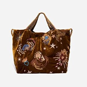 Johnny Was VICTORIA VELVET TOTE BAG VINTAGE GOLD Handbag Galaxy NEW