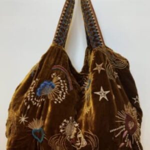 Johnny Was VICTORIA VELVET TOTE BAG VINTAGE GOLD Handbag Galaxy NEW