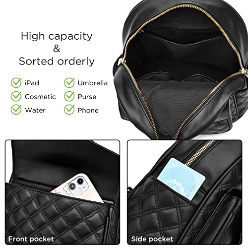 I IHAYNER Mini Backpack for Women Leather Backpack Purse Small Backpack for Teen Girls Lightweight Travel Satchel Bag Black