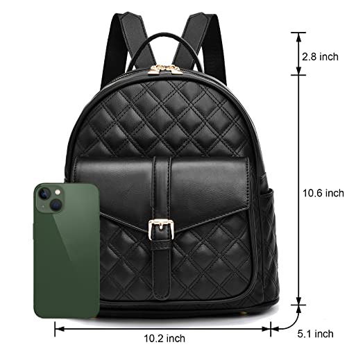 I IHAYNER Mini Backpack for Women Leather Backpack Purse Small Backpack for Teen Girls Lightweight Travel Satchel Bag Black