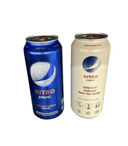 pepsi nitro, draft cola & vanilla draft cola variety pack, 13.65oz cans (4 pack) with munchie box coaster