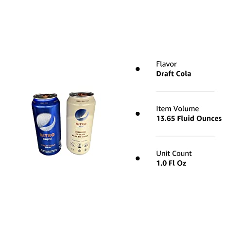Pepsi Nitro, Draft Cola & Vanilla Draft Cola Variety Pack, 13.65oz Cans (4 Pack) with Munchie Box Coaster
