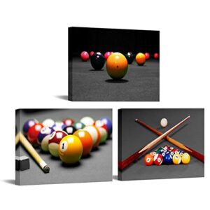 conipit billiards canvas wall art pool table pictures leisure sport painting snooker photo painting for game room club bar wall decor stretched and framed prints ready to hang 12″x16″ x 3pcs