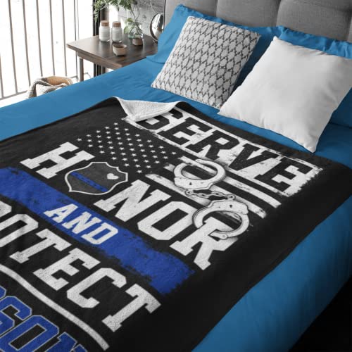 Personalized Blanket for Police Officer with Name, Gifts for Policeman, Police Officer Gifts, Birthday Gifts for Police Officer, Policeman Birthday Gift, Gift Ideas for Police Officer (5060-sherpa)…