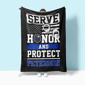 Personalized Blanket for Police Officer with Name, Gifts for Policeman, Police Officer Gifts, Birthday Gifts for Police Officer, Policeman Birthday Gift, Gift Ideas for Police Officer (5060-sherpa)…