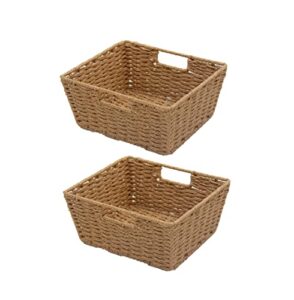 kovot storage woven baskets wicker storage wicker storage baskets with built-in carry handles | laundry storage pantry bin – 9″l x 8″w x 4″h (2-pack)