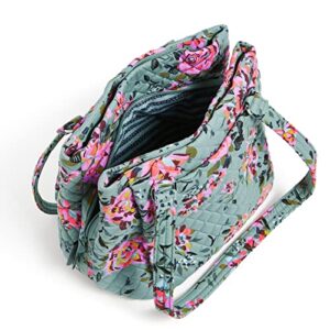 Vera Bradley Women's Cotton Multi-Compartment Shoulder Satchel Purse, Rosy Outlook - Recycled Cotton, One Size