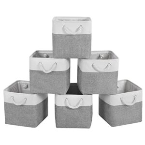 finishingbo fabric cubes storage basket, 6 pack 11×11 in with handles foldable cube storage bins, for shelves, home, office, nursery organizers