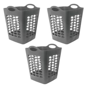 starplast tall square flex baskets 3-pack: 3 pieces large oval-holes flexible polyethylene laundry bins, 19.7 x 16.5 x 16.1 inches, 13.8 gallon, 26-125