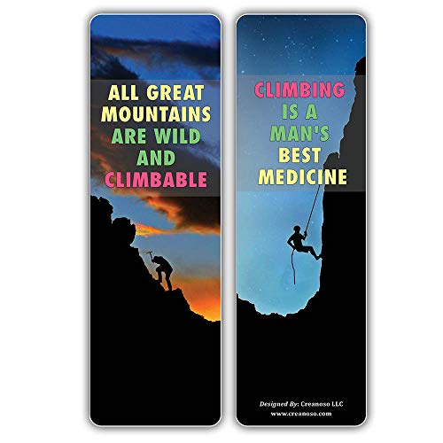 Creanoso Inspiring Rock Climbing Sayings (12-Pack) – Six Assorted Quality Bookmarker Cards Bulk Set – Premium Gift for Climbers, Professionals, Men & Women, Adults – Adventure Giveaway Ideas
