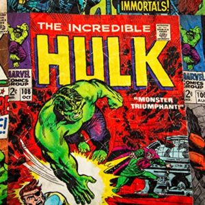 Marvel Incredible Hulk Comic Books Oversized Sherpa Throw Blanket | 8 Feet Long