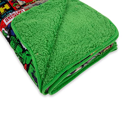 Marvel Incredible Hulk Comic Books Oversized Sherpa Throw Blanket | 8 Feet Long