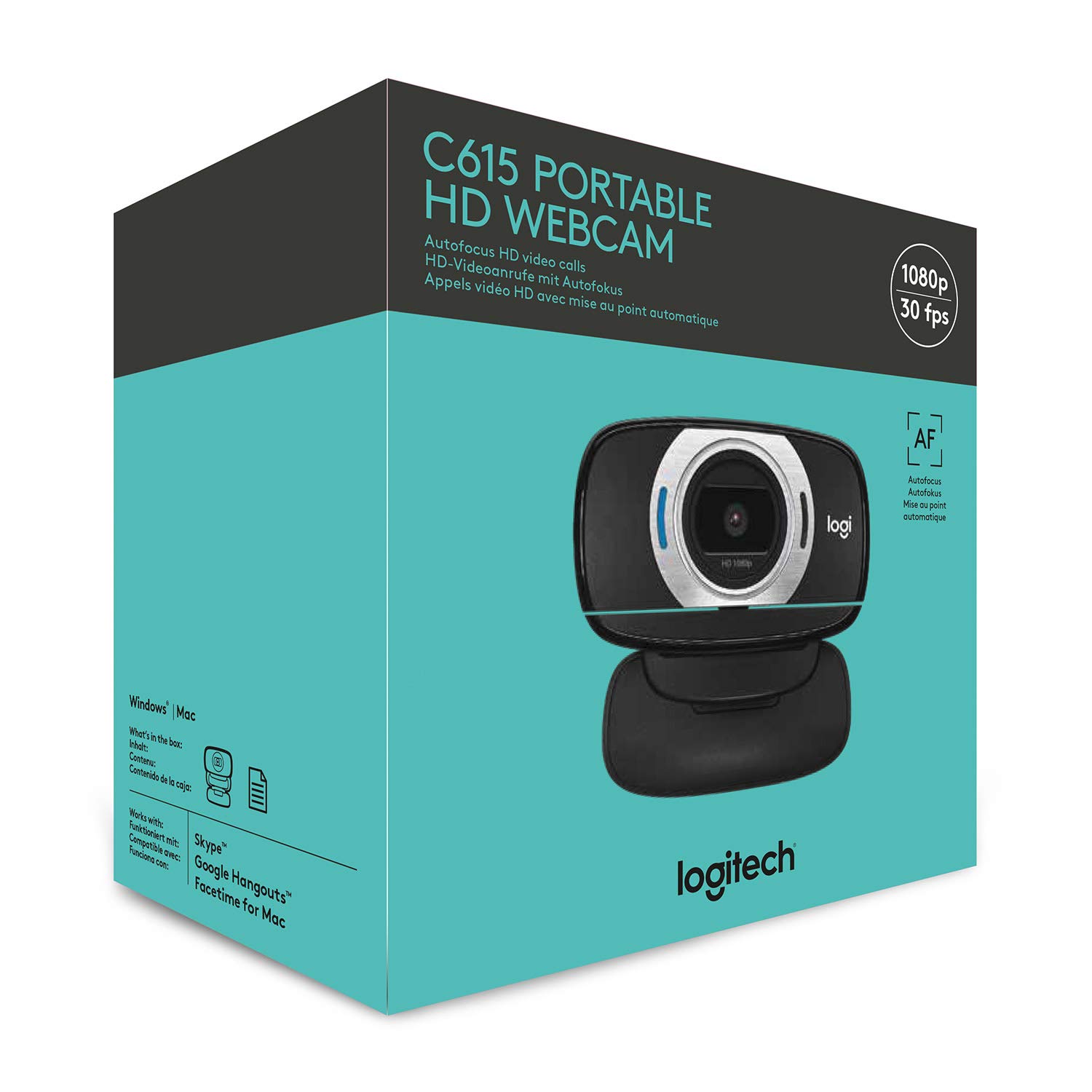 Logitech HD Laptop Webcam C615 with Fold-and-Go Design, 360-Degree Swivel, 1080p Camera