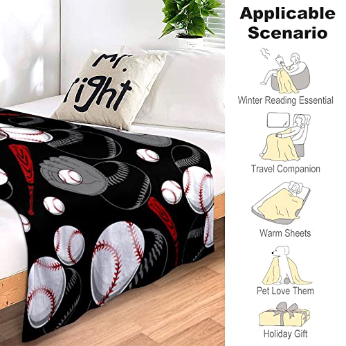 Super Soft Soccer Blanket Lightweight Cozy 3D Printed Flannel Baseball Basketball Throw Blankets for Sport Fans Kids Adults Gifts 50"X40"