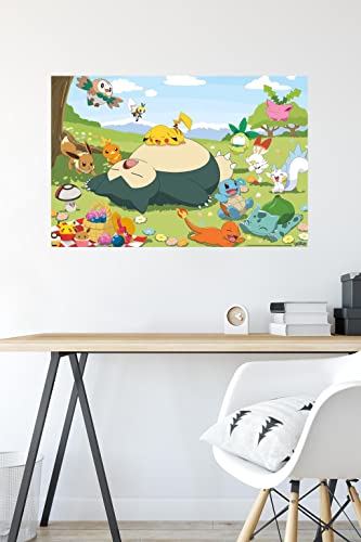 Trends International Pokémon - Group Picnic Wall Poster, 22.375" x 34", Unframed Version