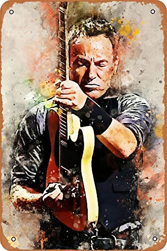 Seadlyise Bruce Springsteen Plaque Poster Metal Portrait Poster Retro Wall Tin Sign Vintage Sign for Home Bar Pub Wall Decor 8x12 inch