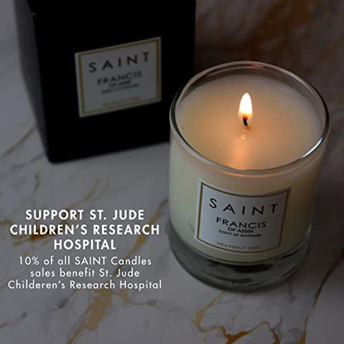 SAINT Francis of Assisi Scented Votive Candle with Prayer, Prayer Coin, and Holy Oil, Saint of Animals, Soy Coconut Aromatherapy Candle with 15 Hour Burn Time