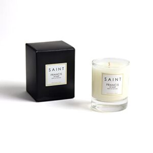 SAINT Francis of Assisi Scented Votive Candle with Prayer, Prayer Coin, and Holy Oil, Saint of Animals, Soy Coconut Aromatherapy Candle with 15 Hour Burn Time