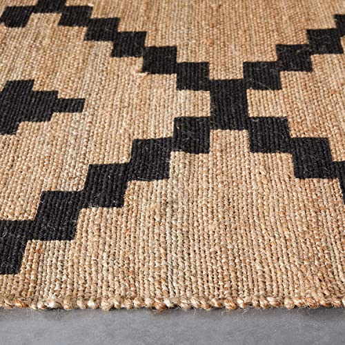 Well Woven Lebbiah Natural & Black Color Hand-Woven Chunky-Textured Jute Tribal Geometric Area Rug (8' x 10')