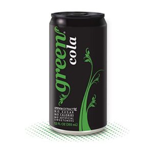 Green Cola - Sugar Free, Zero Calories, Naturally Sweetened with 100% Stevia Leaf Extract, Carbonated Soda, 100% Cola Taste, 12 Fl Oz each can - Pack of 8